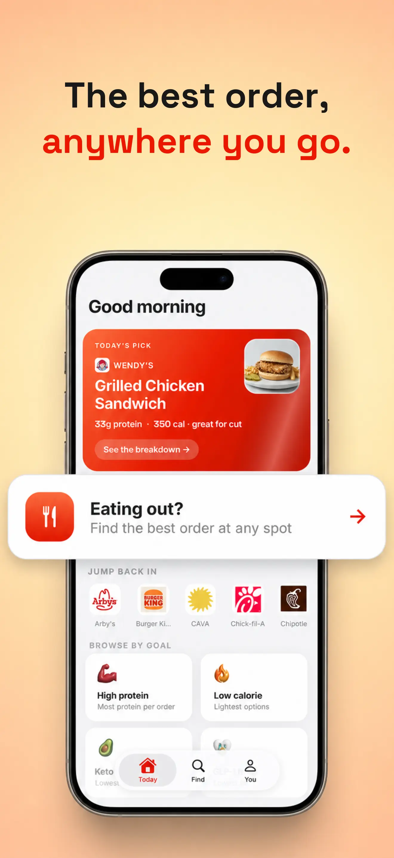 MacroBite home screen with the best order anywhere you go
